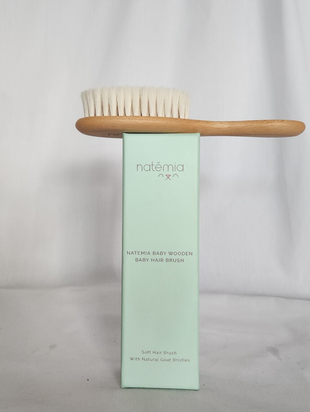NEW Natemia Wooden Baby Hair Brush Natural Bristles Craddle Cap Sensive Skin